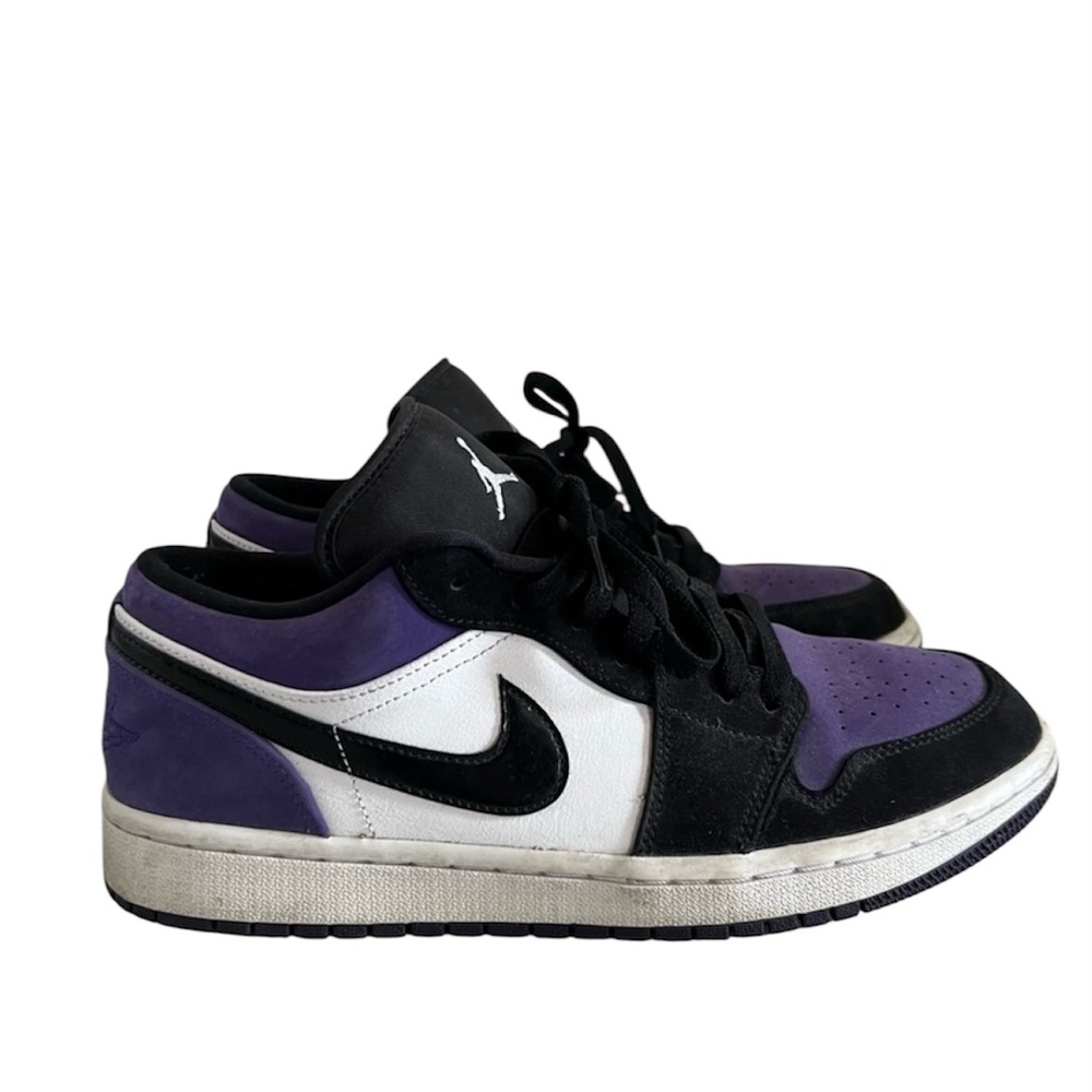 Jordan Black, Purple, and White Sneakers